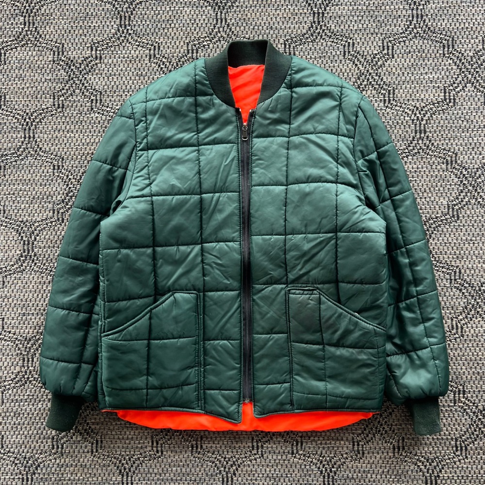 Vintage Nikaldi Jacket Mens M Green Orange Reversible‎ Quilted Hunting Workwear